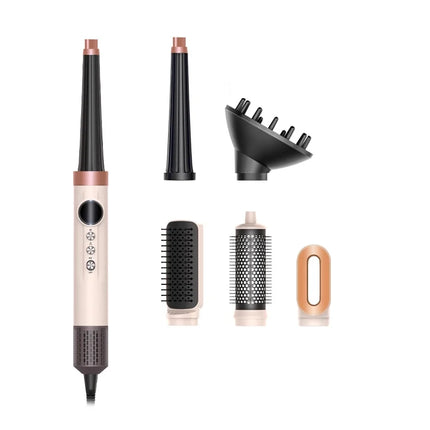 Premium 6 In 1 Hair Styler Professional High Power Hair Dryer Hot Air Brush Curling Barrel Multi Functional Hair Styling Tool