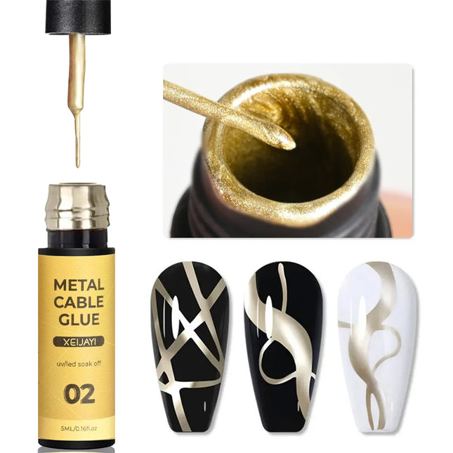 5/7/8/10ml Metallic Gel Gold Mirror Effect Gel Nail Polish French Design Line Flower Drawing Gel Nail UV Soak Off Polish Varni