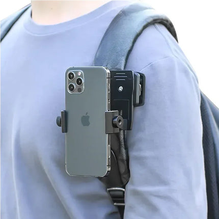Anti-Slide Backpack Strap Clip Mount Adjustable Phone Holder for IPhone 15 Pro Max Samsung Outdoor Live Video Stand Clamp Mount