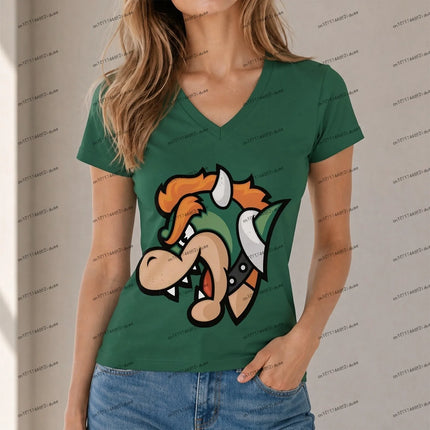 XS-5XL Female Clothing V Neck Top Women T Shirts New Cuteore Super Mario Women T-shirt Fashion Harajuku Style Summer Hot Sale