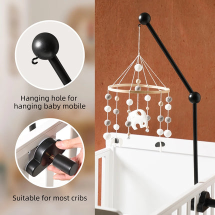 Baby Wooden Bed Bell  Bracket Mobile Hanging Rattles Toys Newborn Music Box Holder Bracket Infant Crib Toy Arm Bracket Baby Gift