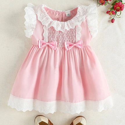 2025 Summer New Pink Ruffled Collar Doll Dress for Baby Girl, Cute and Fashionable Princess Sleeveless Vest Dress