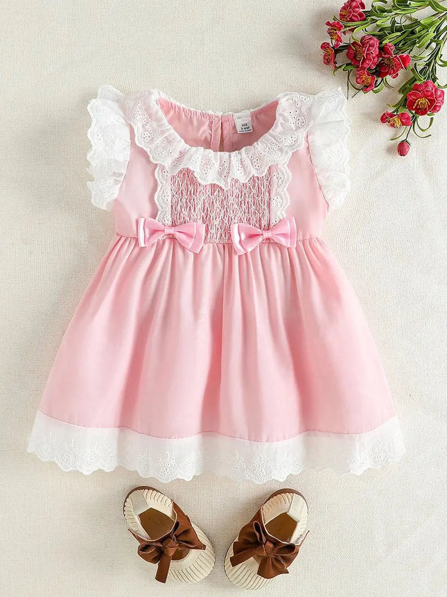 2025 Summer New Pink Ruffled Collar Doll Dress for Baby Girl, Cute and Fashionable Princess Sleeveless Vest Dress
