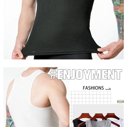 3pcs Men's Tank Top Cotton Tank Undershirts Breathable Solid Vest Underwear Wear Summer Sleeveless Tank A-Shirt Exercise Fitness