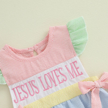 0-18M Easter Outfit Baby Girl Bubble Romper Infant Bow Plaid Bodysuit T Shirt Top Ruffle Sleeve Top Cute Summer Clothes