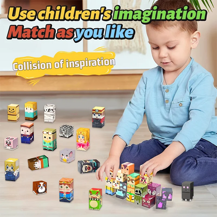 Character Magnetic Building Block Bricks Toy Mine World Stacking Set Role Model Set DIY Educational Kids Gifts for Boy Girl