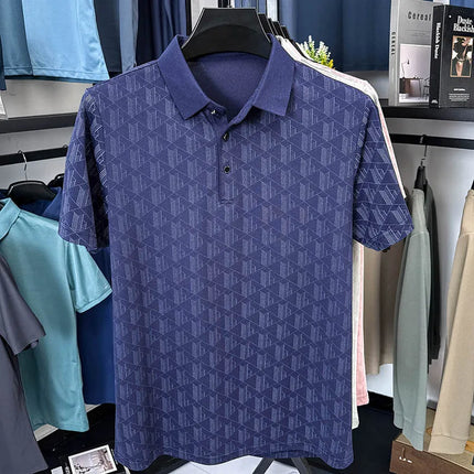 Men's Luxury Summer Short-Sleeved Polo Shirt Best Seller Jacquard Lapel Cool T-Shirt Ventilated Light Thin Leisure Men's Clothing Top