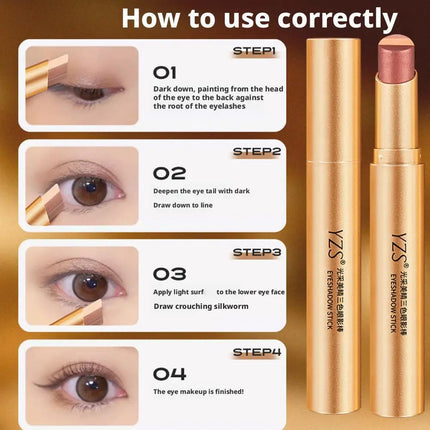Glitter Eyeshadow Stick Three-Color Contouring Eyeshadow Makeup Eyeshadow Crayon Eyeshadow Pencil Eye Shimmer Stick For Women