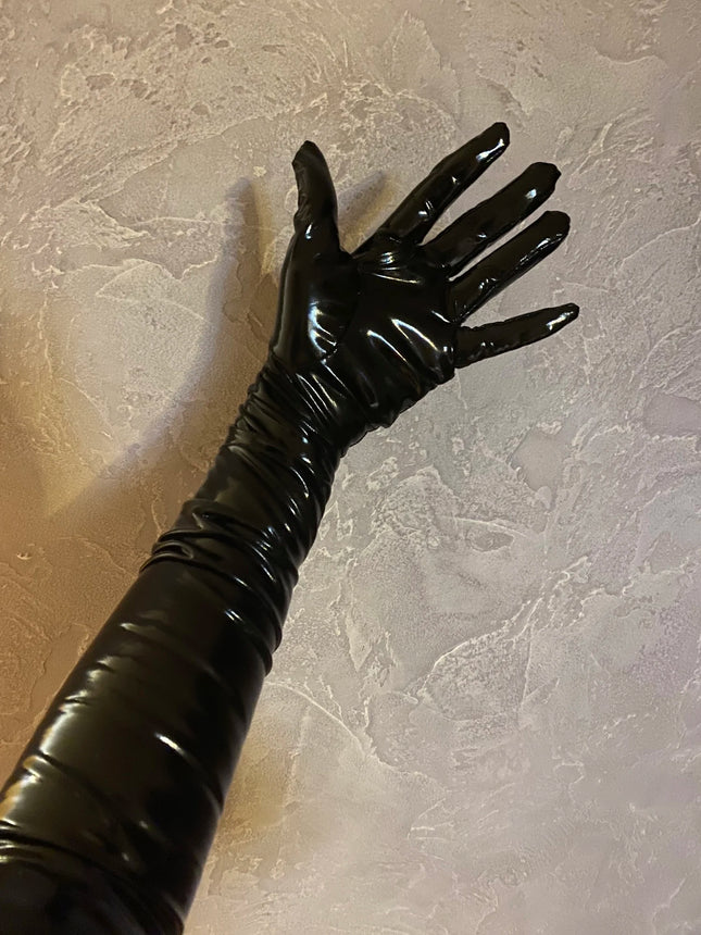 New Sexy Women PU Leather Gloves Shiny Long Gloves Punk Mitten Party Clubwear Cosplay Stage Costume Accessories