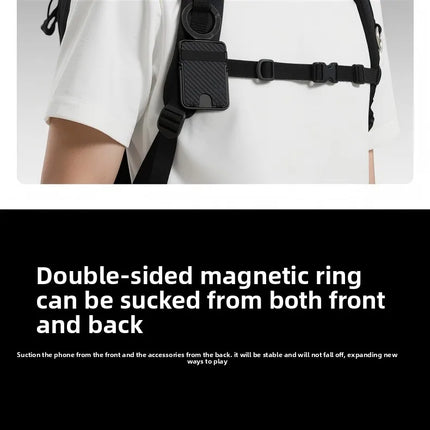 Ultra-Thin Magnetic Phone Holder with Multi-Functional Wallet Portable Double-sided Magnetic Stand with Anti-lost Hook and Strap