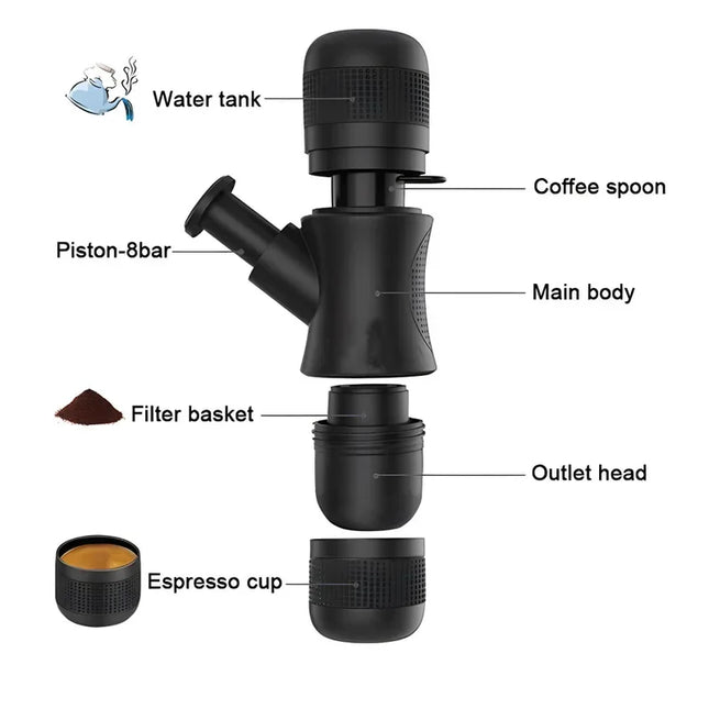 Mini Handheld Pressure Coffee Espresso Machine - Office/Home Office/Travel/Outdoor
