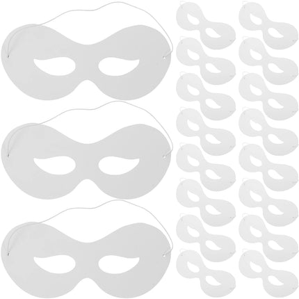 40pcs Blank Masks Diy Paintable White Paper Masks For Kids - Decorate Half Face Masquerade For Activities Halloween Costumes