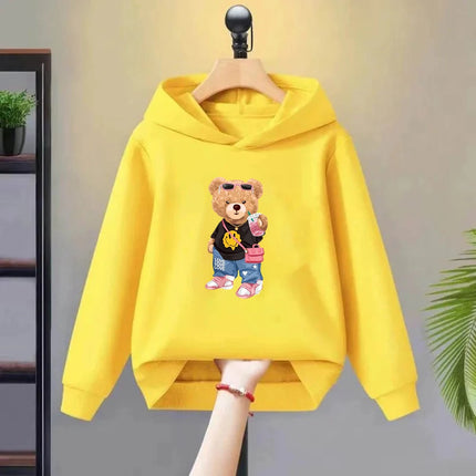 Fashion Bear Children's Hoodies tops 3-12 year Boy black Girls pink Casual Toddle Sweatshirr child Age 2-12 Spring Autumn Coat