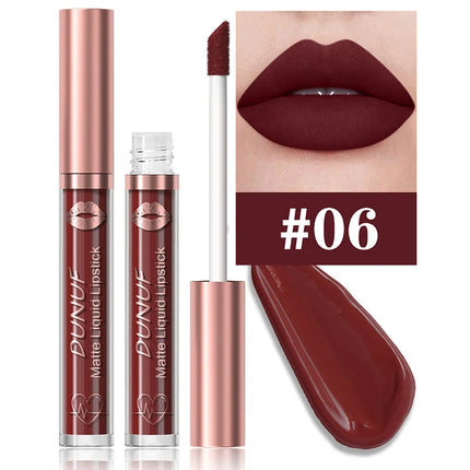 DUNUF 18 Color Matte Velvet Lipstick Waterproof Long-lasting Nude Matte Lip Gloss Clear Moisturizing Lip Oil for Women Makeup