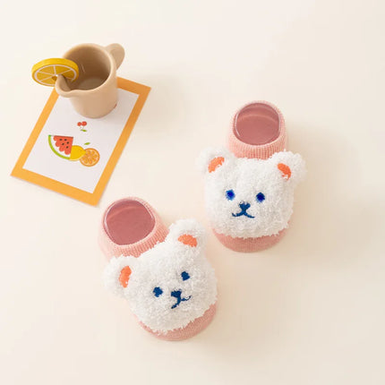Cute Cartoon Bear Baby Socks for Boys Girls Spring Autumn Soft Cotton Anti Slip Soled Newborn Toddler Sock Kids Warm Socken
