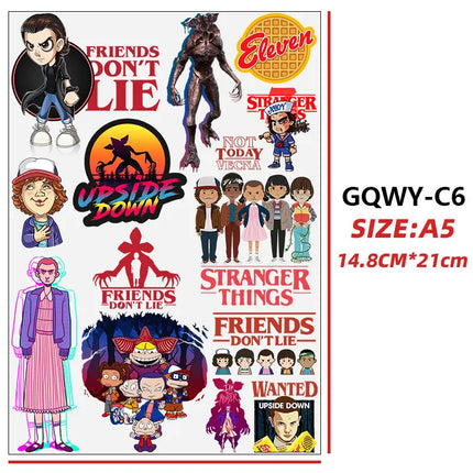 For Stranger Series A5 Size Cartoon Eleven Mike Creative DIY Waterproof Stickers UV Transfer Transparent Crystal DTF Stickers
