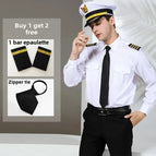 45 / White, long-sleeve shirt (with tie + 1 bar shoulder strap)
