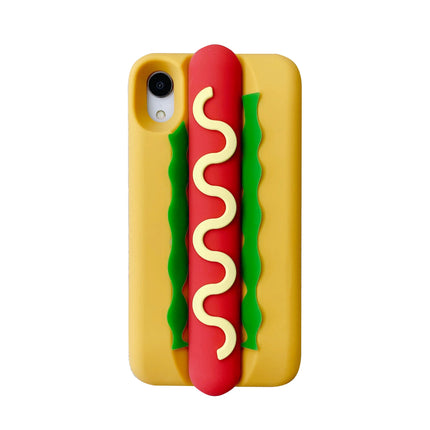 Cute 3D Hot Dog Silicone Phone Cover For iPhone Series 17 16 15 14 Soft Anti-drop Food Shape Protective Case Food Style Cover