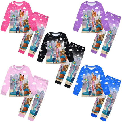 Nick-Judy Print Soft Touch Children Pajama Zootopias 2 Long Sleeve Pants Sleepwear Suitable Gentle Night Sleep For Boys Girls