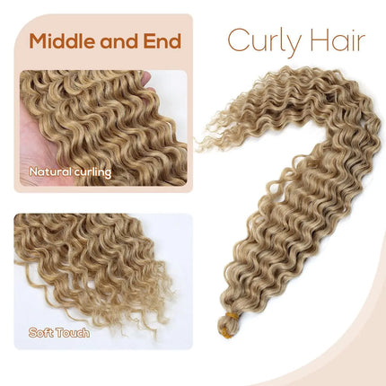 Ash Honey Blonde Braiding Hair Pre stretched,Knotless Boho Hair for Braiding Synthetic Curly Crochet Twist Box Braids Hair
