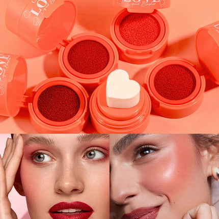 Heart Shaped Blush Stick with Sponge Head Stamp Design Waterproof and Sweat Proof to Modify Cheeks to Be Naturally Rosy