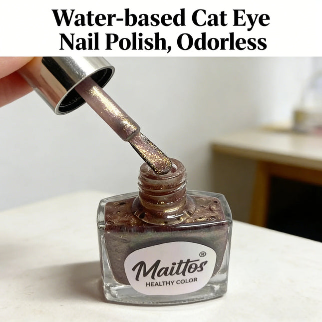 WA508 Shadow- 12ml No-bake Cat's Eye Water-based Nail Polish, Oderless, With a magnet, dry quickly No need UV lamp, easy to tear