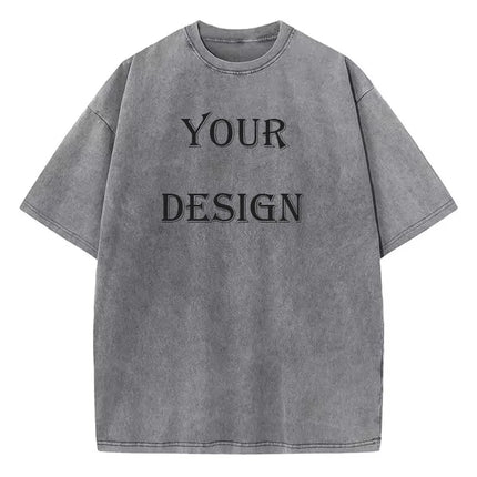 Unisex Cotton Washed T-shirt Customized Printed T-shirt Harajuku Top DIY Your Like Photo or Logo T-shirt Fashion Custom Top