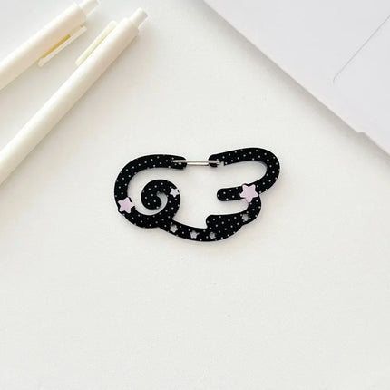 Cute Wings Shape Carabiner Keychain Portable Acrylic Keyring Hook Multifunctional Backpack Pendant Keychain Ornament