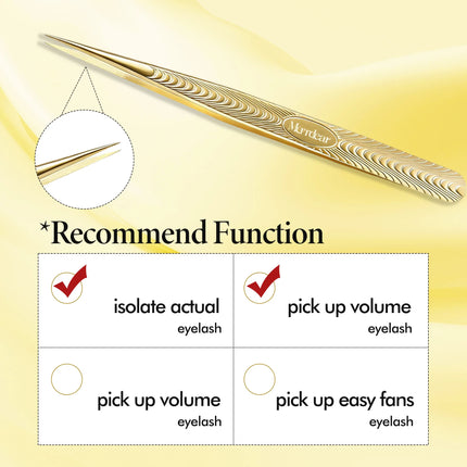 Merrdear Anti-Static Eyelash Tweezers Professional High Precision Volume Extension Stainless Steel Anti-slip Makeup Tool