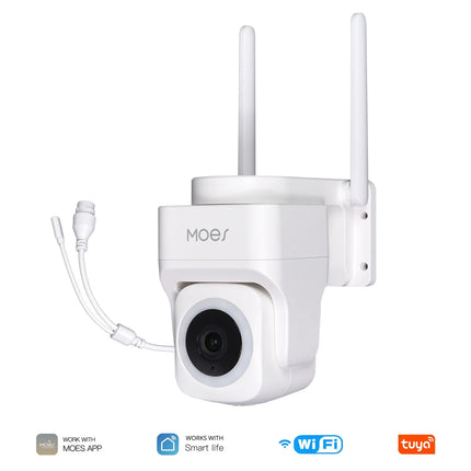MOES 3MP Smart Security Camera with Tuya WiFi, Wireless/Wired RJ45, IP65 Waterproof, Motion Tracking & Full Color Night Vision