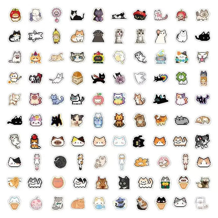 100Pcs Cute Pixel Cat Stickers kawaii kitten Decals For Laptop Scrapbook Luggage Guitar Helmet DIY Graffiti Stickers