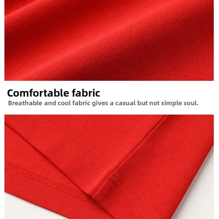 6XL Anti-Wrinkle Pearl Weave Cool Feeling Solid Color Polo Shirt Seamless Collar Four Button Men's T-Shirt Summer Breathable