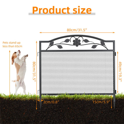 Set of 5 Dog Fence Panels Wrought Iron Pet Dog Animal Barrier Board Rails Pet Running Exercise Edging Border Guard Fencing