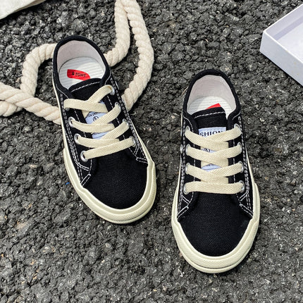8037 Low cut solid color lace-up children's canvas shoes breathable boys and girls board shoes cloth shoes comfortable