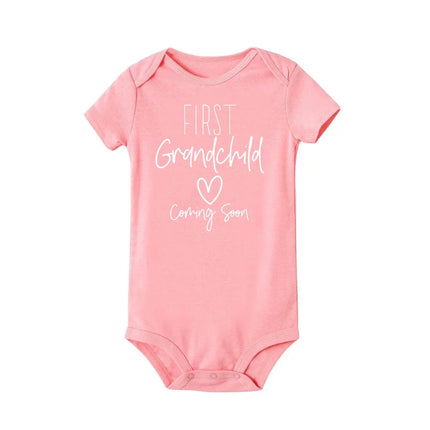 First Grandchild Coming Soon Announcement Newborn Baby Bodysuits Funny Boy Girl Short Sleeve Jumpsuit Gift for New Grandparents
