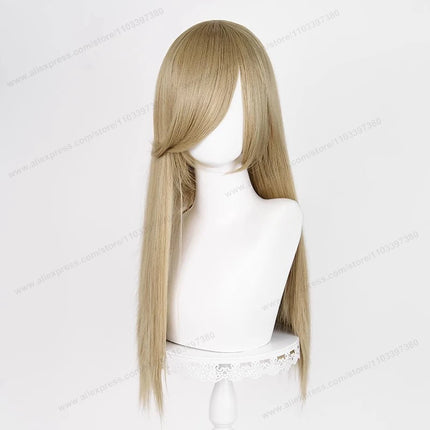 60cm Long Straight Cosplay Synthetic Wig With Bangs Golden Yellow Green Blonde Purple Heat Resistant Hair Anime Wigs + Wig Cap