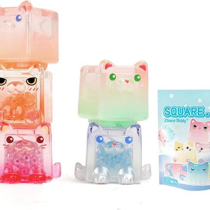 Glow in The Dark Figure, Square Cat Series Blind Bag (5pcs in one Bag) Mini Figures for Cat Lovers Birthday Gift