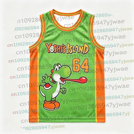 2026 Men Women Super Bros Yoshi Peach Cosplay Sleeveless Vest Summer T-Shirt Kid Cartoon Basketball Vest Top for Anime Fans Gift