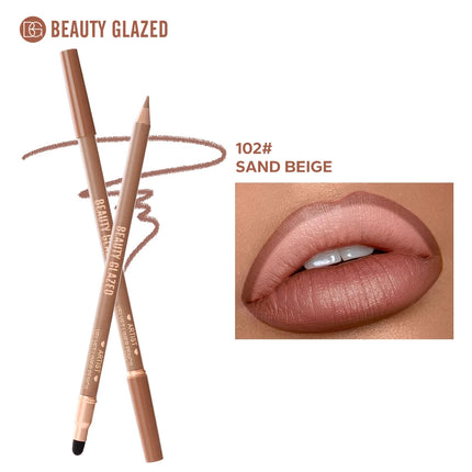 1pc Beauty Glazed Artist Velvet Lipliner Pencil With Sponge brush,Weightless Precise Liner with Super Soft Blendable Texture