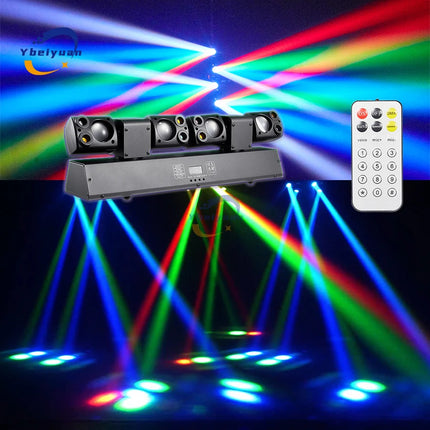 80W LED Dual-Head Moving Head Beam Light Red/Green Laser Yellow Flash DMX512 Remote Control DJ Disco Party Stage Effect Light