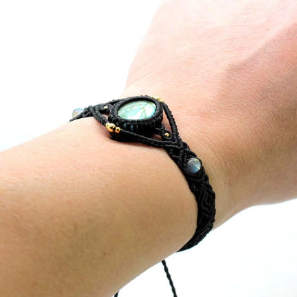 Handmade Braided Macrame Labradorite Crystal Stone Bracelets For Women Girl Natural Spectrolie Weave Adjustable Bracelet Jewelry