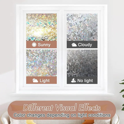 Stained Glass Window Privacy Film, Rainbow Sun Blocking Decals, Static Cling Non-Adhesive 17.5"x78.7"