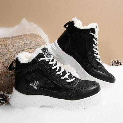 Plus Size 45 Fashion Winter Sneakers for Women Plush Warm White Platform Sports Shoes Woman High Top Thick Sole Vulcanized Shoes