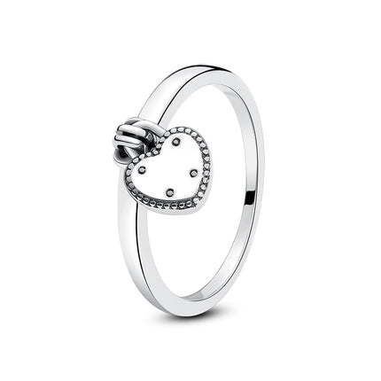 Original 925 Sterling Silver Ring Love Heart Pave CZ Crystal Stackable Rings For Women Wedding Engagement Birthday Gift Jewelry