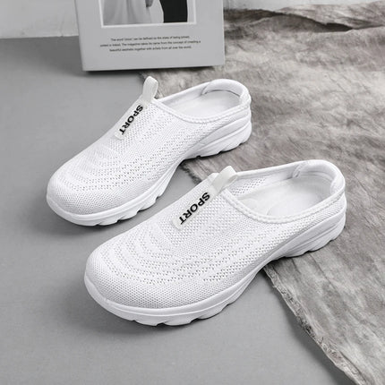 Women's Ultra Light Oversized Running Shoes, Fashionable Fly Woven Breathable Mules Sports Sneakers Plus Size 35-42