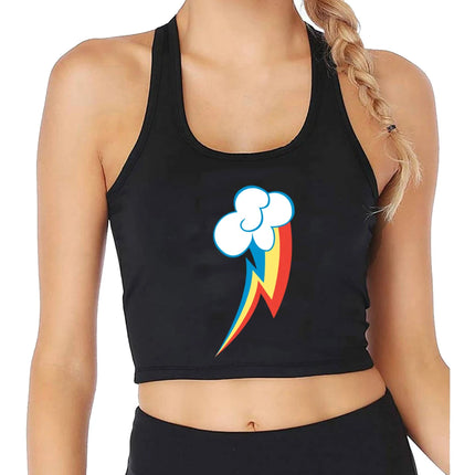 Rainbow Dash Graphics Cutie Sexy Slim Crop Top Street Fashion Funny Rock Tank Tops Girl' Cotton Sports Fitness Training Camisole
