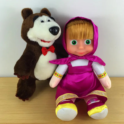 Classic Early Childhood Education Cartoon Animation Peripheral Dolls Masha Girl and Bear Plush Toys with Music Gifts