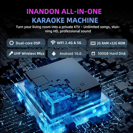 InAndOn K90MAX karaoke machine 15.6 inches Touchscreen 2 microphones 650000 songs high quality bluetooth portable