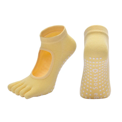 Women Five Toes Backless Yoga Socks Cotton Anti-Slip Indoor Fitness   Pilates Socks Ladies Ballet Dance Sports Socks Slipper