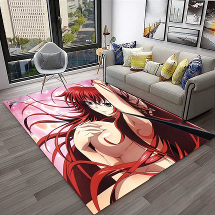 High School DxD Sexy Girl Cartoon 3D Carpet Rug for Home Living Room Bedroom Sofa Doormat Decor, Kids Area Rug Non-slip Floor Mat